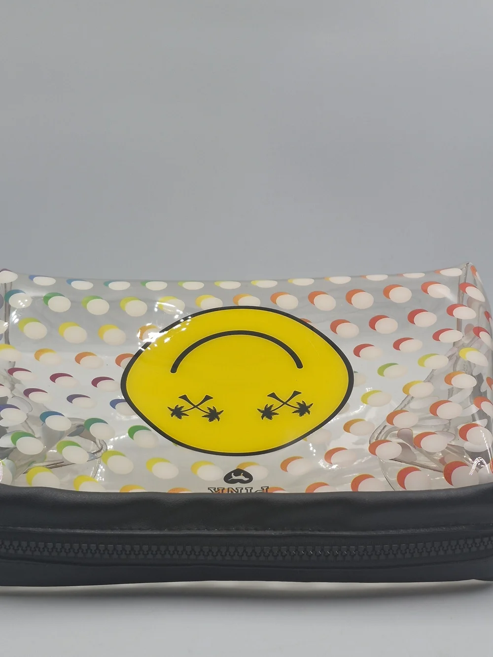 PINK Victoria's Secret Clear Smiley Cosmetic Bag with Rainbow Dots - Picture 7 of 9